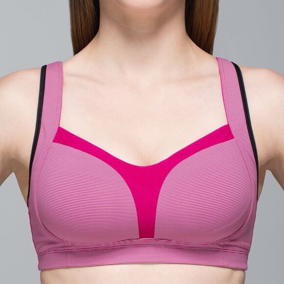 Lululemon Ta Ta Tamer II Sports Bra Wee Stripe Jewelled Magenta Size 34DD - Picture 1 of 5